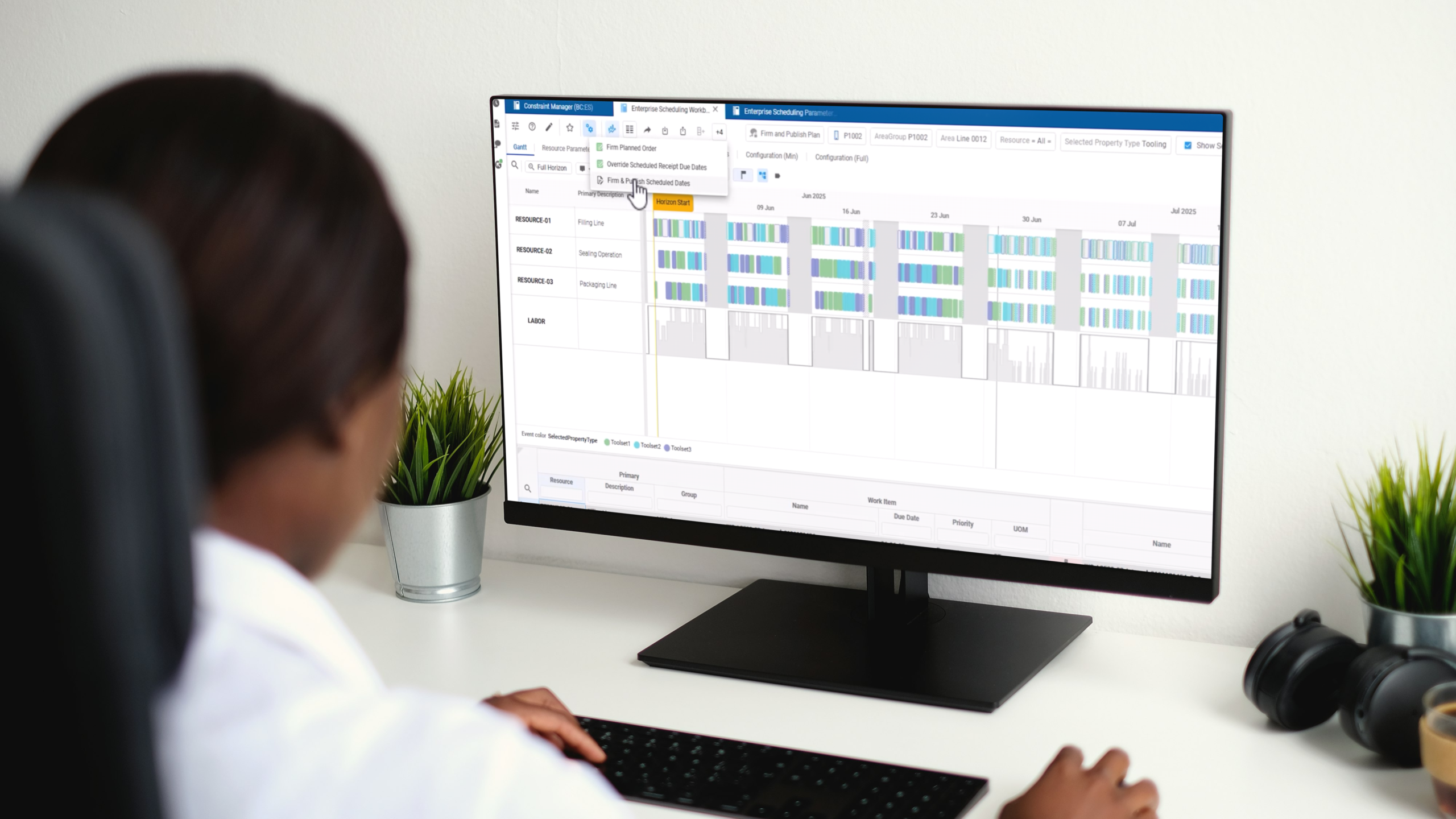 Kinaxis Enterprise Scheduling workbook interface